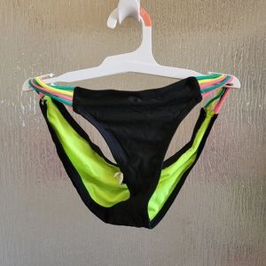 Black and neon XS String Bikini Bottom